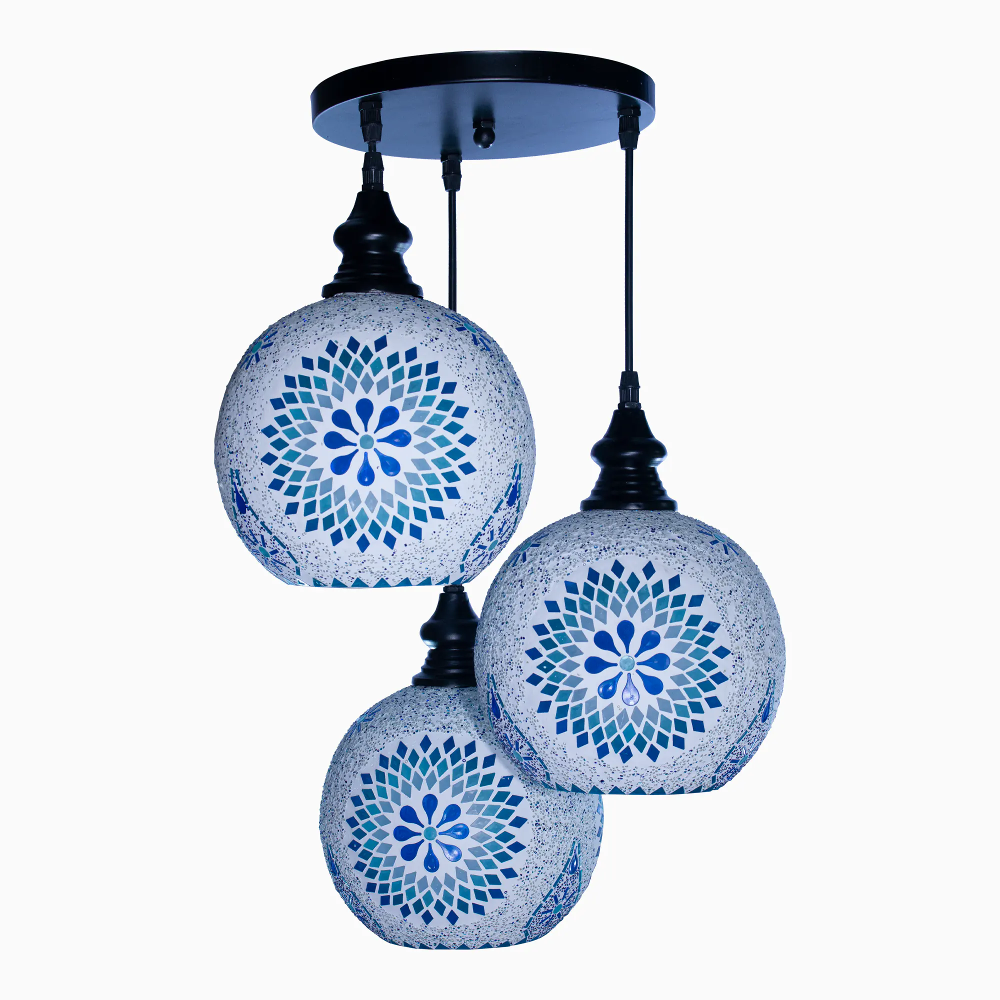 معلقة إضاءة ثلاثية E27 مصنوعة يدويا من موزايك - الصورة 2