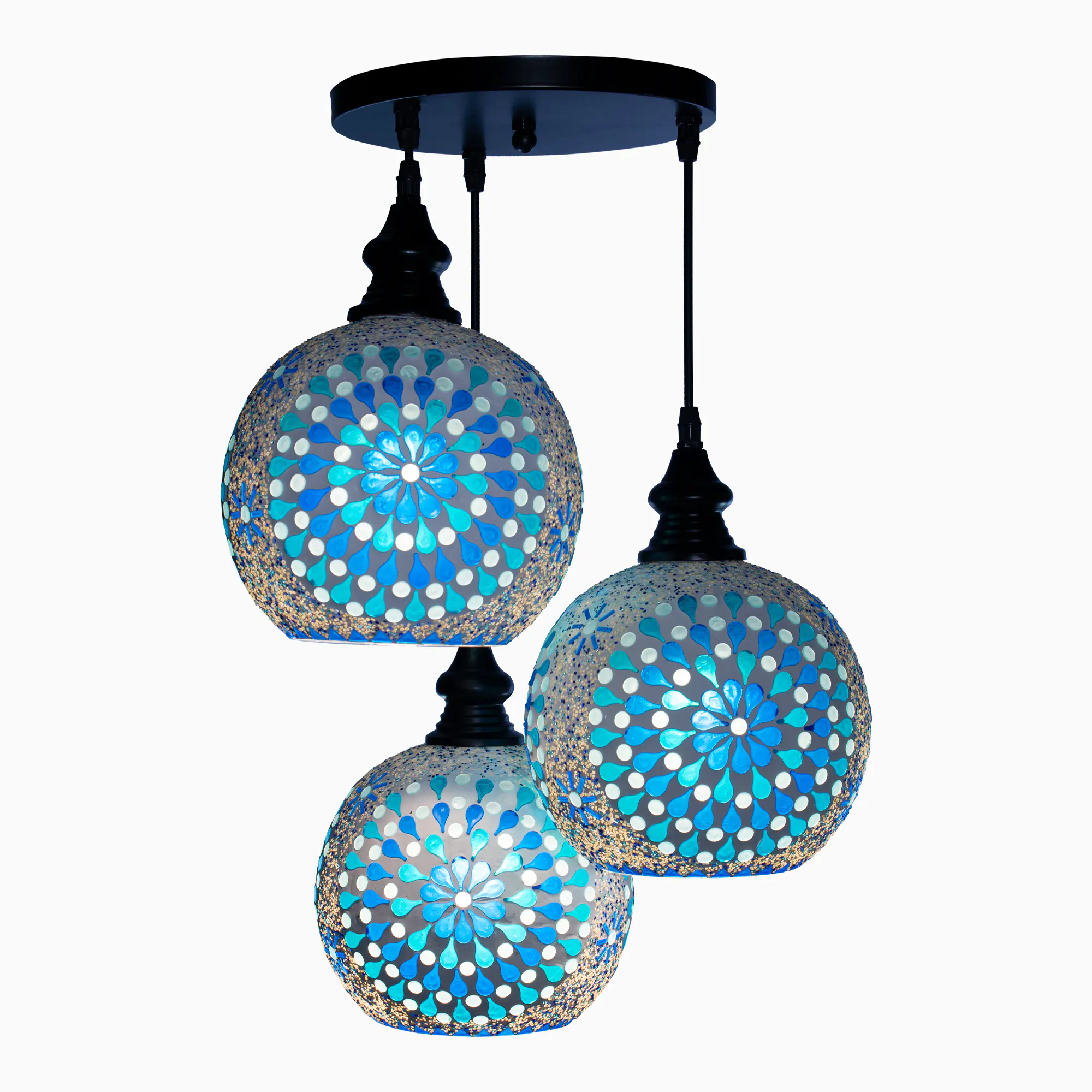 معلقة إضاءة ثلاثية E27 مصنوعة يدويا من موزايك