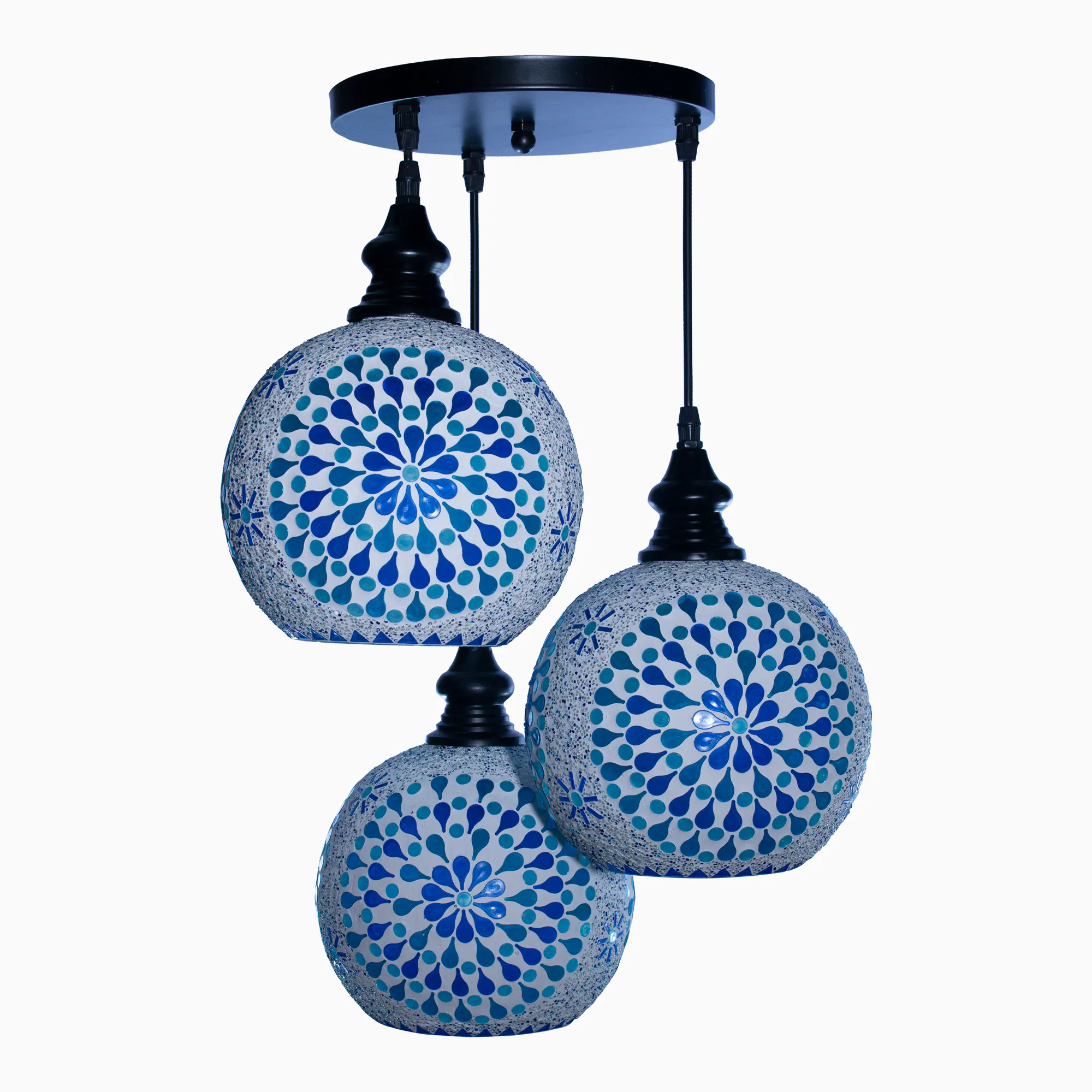 معلقة إضاءة ثلاثية E27 مصنوعة يدويا من موزايك - الصورة 2