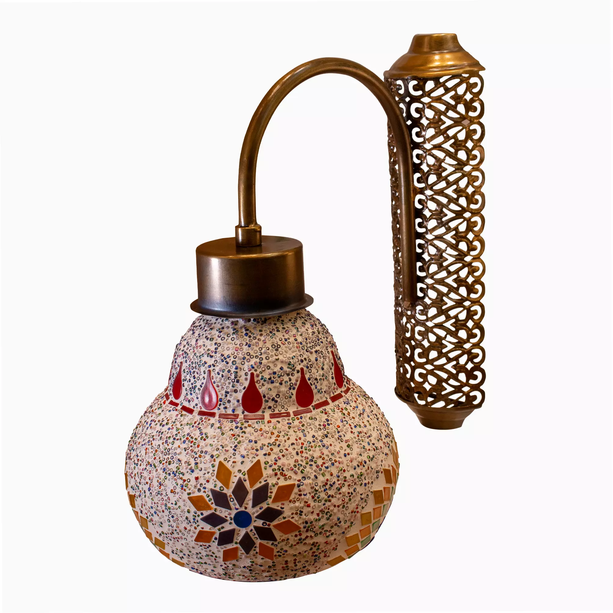 مصباح حائط E27 بقاعدة معدنية مصنوع يدويا من موزايك - شكل زلعة - الصورة 2