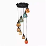 معلقة إضاءة ثمانية E27 مصنوعة يدويا  من موزايك - شكل زلعة