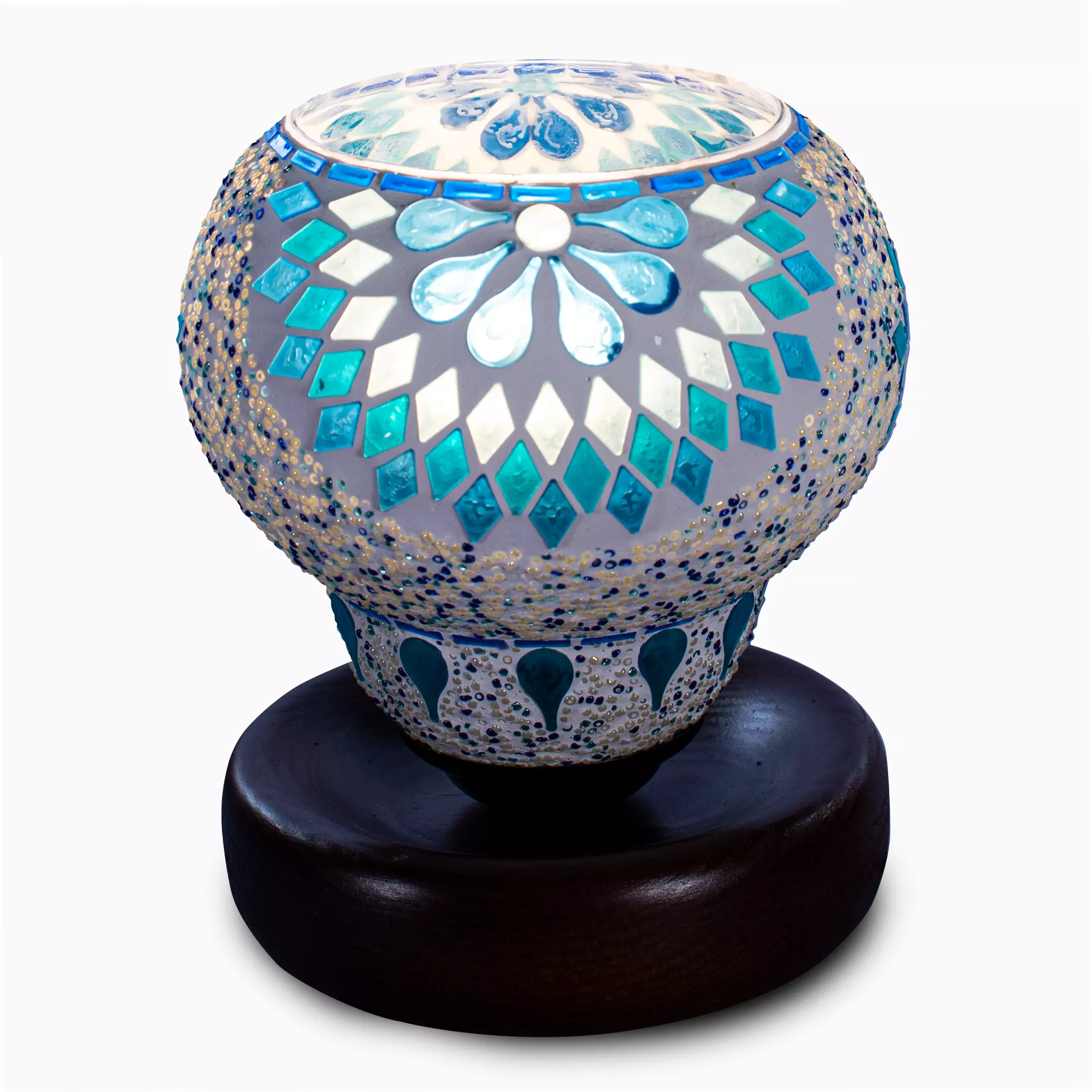 أسطوانة إضاءة للطاولة E27 مصنوعة يدويا من موزايك - شكل زلعة